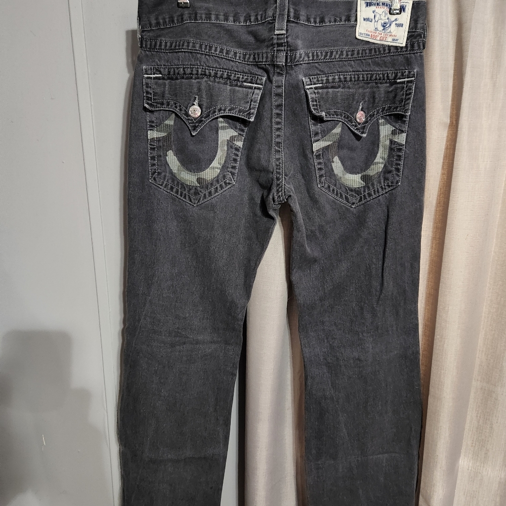True religion bootcut black/grey Jeans with camo pocket design
